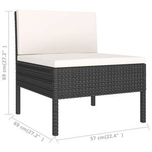 Garten-Sofagarnitur (13-teilig) 3094528 Schwarz - Metall - Polyrattan - 60 x 35 x 60 cm