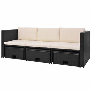 Gartenmöbel-Set Schwarz - Polyrattan - 56 x 28 x 66 cm