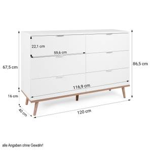 Kommode 2032 Weiß - Holzwerkstoff - Holzart/Dekor - 120 x 86 x 40 cm