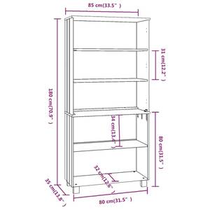 Highboard DE6049 Weiß - Massivholz - 35 x 180 x 85 cm