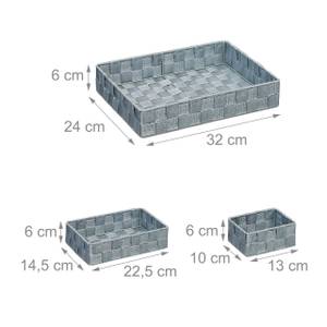 Lot de 6 paniers de rangement Gris - Métal - Matière plastique - 32 x 6 x 24 cm