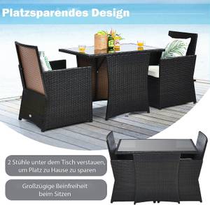 Gartenmöbel inkl. Sitzkissen (3er Set) Braun - Rattan