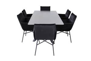 Essgruppe Piazza 5 (7-teilig) Schwarz - Massivholz - 90 x 76 x 190 cm