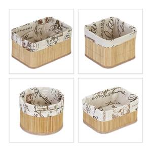 Boite de rangement en lot de 4 Marron - Blanc - Bambou - Bois manufacturé - Textile - 33 x 17 x 23 cm