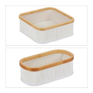 Lot de 3 paniers de rangement en bambou Blanc - Bambou - Bois manufacturé - Textile - 34 x 13 x 34 cm