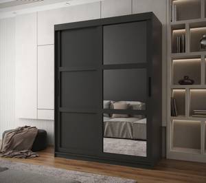 ARMOIRE À PORTES COULISSANTES MIROR Largeur : 150 cm - Noir