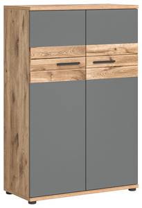 Armoire de bureau Mason Gris - En partie en bois massif - 80 x 122 x 37 cm