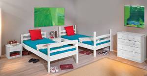 Etagenbett in 2 Einzelbetten umwandelbar Weiß - Holz teilmassiv - 102 x 148 x 200 cm