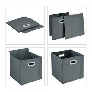 Lot 4 boîtes de rangement en gris Gris - Papier - Matière plastique - Textile - 33 x 32 x 33 cm