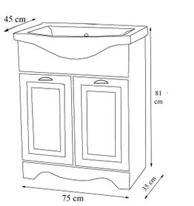 Waschtisch Casalo  2er Set Weiß - Keramik - Holzwerkstoff - 75 x 81 x 45 cm