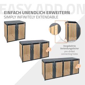 Mülltonnenbox für 4 Tonnen Anthrazit - Eiche Hell Dekor - Höhe: 117 cm