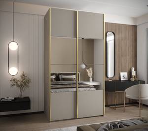 SCHWEBETÜRENSCHRANK LUX Beige - Gold - Breite: 130 cm