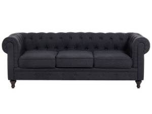 3-Sitzer Sofa CHESTERFIELD Graphit - Grau - Eiche Dunkel - 202 x 70 x 75 cm