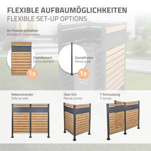 Mülltonnenzaun aus Stahl Braun - Grau - Metall - 11 x 150 x 86 cm