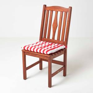 Sitzkissen mit breiten Streifen 4er Set Rot - Textil - 40 x 5 x 40 cm