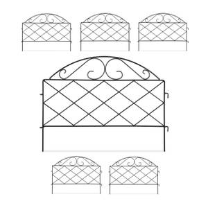 6-tlg. Beetzaun aus Metall Schwarz - Metall - 55 x 40 x 1 cm