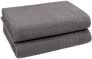 Badetuch 00000344 2er-Set Grau - Textil - 100 x 1 x 150 cm