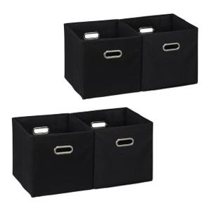 4 x Aufbewahrungsbox Stoff schwarz Schwarz - Silber