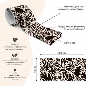 Bande Décorative Feuilles Tropicales Beige - Noir - Papier - Textile - 10 x 300 x 300 cm