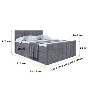 Boxspringbett MOETI-Z KING Steingrau - Breite: 180 cm