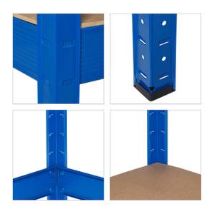 Werkbank mit 2 Ebenen Blau - Braun - Holzwerkstoff - Metall - 141 x 91 x 61 cm