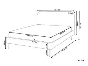 Lit double FLAYAT Doré - Gris - Largeur : 153 cm