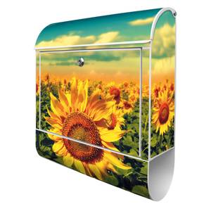 Briefkasten Stahl Sonnenblumen Weiß - Metall - 38 x 46 x 13 cm