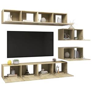 TV-Schrank 6er Set D194 Braun - Holzwerkstoff - 30 x 30 x 80 cm