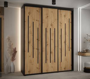 ARMOIRE À PORTES COULISSANTES DAVOS 8 Noir - Imitation chêne - Largeur : 190 cm