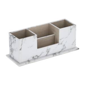 Schreibtisch Organizer Marmor-Optik Schwarz - Grau - Weiß - Holzwerkstoff - Kunststoff - Textil - 30 x 11 x 11 cm
