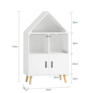 Étagère enfant KMB58-W Blanc - Bois manufacturé - Bois massif - Bois/Imitation - 60 x 103 x 30 cm