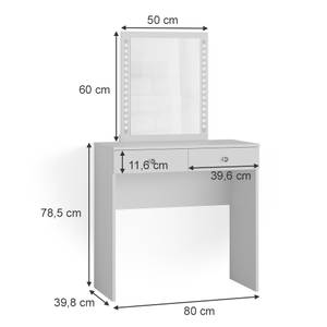 Coiffeuse Elara 38262 Blanc - Bois manufacturé - 80 x 78 x 39 cm