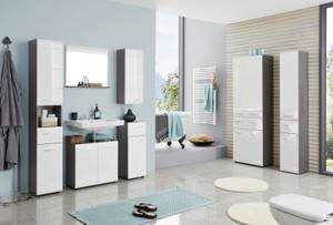 Armoire de toilette Line Gris - En partie en bois massif - 30 x 182 x 31 cm