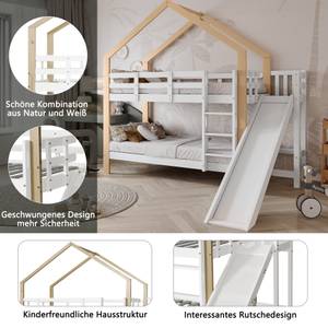 Etagenbett HomeyFuny Ⅰ Beige - Weiß - Holzwerkstoff - Massivholz - Holzart/Dekor - 183 x 223 x 245 cm