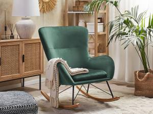 Fauteuil à bascule ELLAN Noir - Vert foncé - Vert - Chêne clair