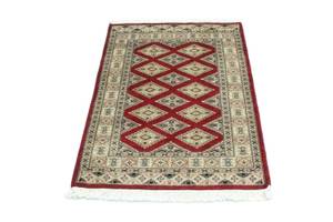 Pakistan Teppich - 93 x 63 cm - rot Rot - Kunststoff - 63 x 1 x 93 cm