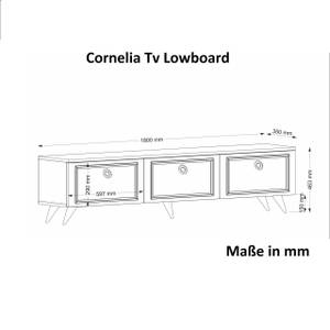 TV Lowboard Cornelia Weiß Weiß - Holzwerkstoff - 180 x 46 x 35 cm
