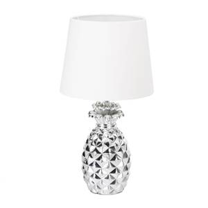 Tischlampe Ananas Schwarz - Silber - Weiß - Kunststoff - Stein - Textil - 25 x 47 x 25 cm