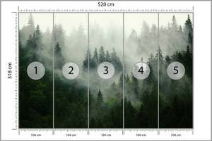 Fototapete Wald im Nebel Landschaft 3D 520 x 318 x 318 cm