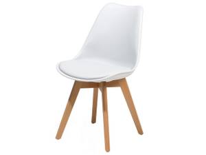 Chaise de salle à manger DAKOTA Chêne clair - Blanc - 47 x 84 x 43 cm - Lot de 2 - Matière plastique - Vernis mat - Non revêtu