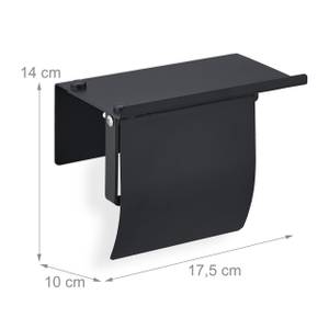 Toilettenpapierhalter mit Ablage schwarz Schwarz - Metall - 18 x 14 x 10 cm