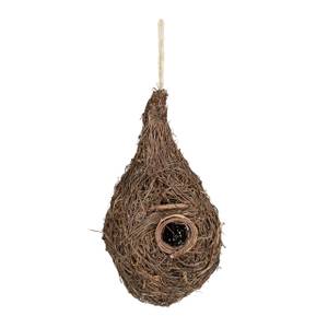 Vogelnest in Tropfenform Braun - Metall - Rattan - 16 x 30 x 16 cm