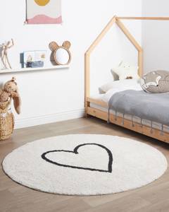 Teppich HEART Beige - Schwarz - Weiß - Naturfaser - 140 x 140 cm