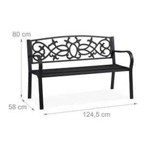 Vintage Gartenbank in Anthrazit Grau - Metall - 125 x 80 x 58 cm