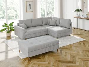 Hocker Neo Cord-Stoff Grau - Massivholz - Textil - Holzart/Dekor - Holz teilmassiv - 118 x 40 x 73 cm