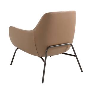 Fauteuil en tissu et croute cuir Beige - Cuir synthétique - Textile - 77 x 84 x 76 cm