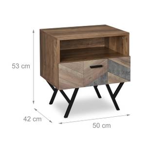 Nachttisch im Industrial Style Schwarz - Braun - Holzwerkstoff - Metall - 50 x 53 x 42 cm