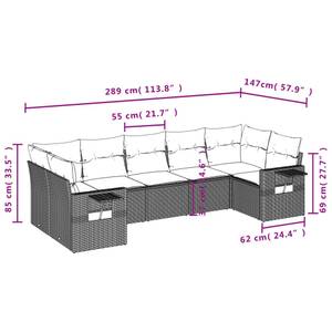 Gartensitzgruppe K3216(7-tlg) Schwarz - Massivholz - 69 x 62 x 55 cm