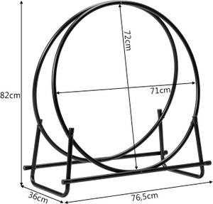 Kaminholzregal Metall Schwarz - Metall - 36 x 82 x 77 cm