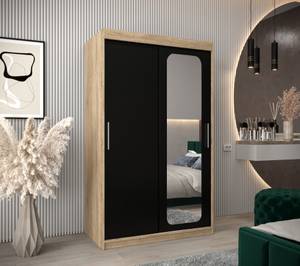 Armoire à portes coulissantes promo t2 Noir - Imitation chêne de Sonoma - Largeur : 120 cm - 2 porte